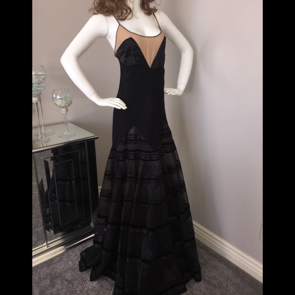 BCBGMaxAzria Dresses & Skirts - MAXAZRIA Long Black Designer Maxi Silk Formal, Lg